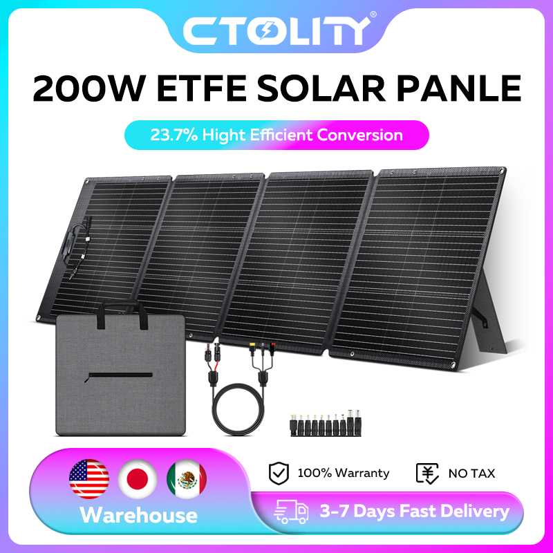 Outdoor Power Source - CTOLITY ETFE 200W Foldable Solar Panels