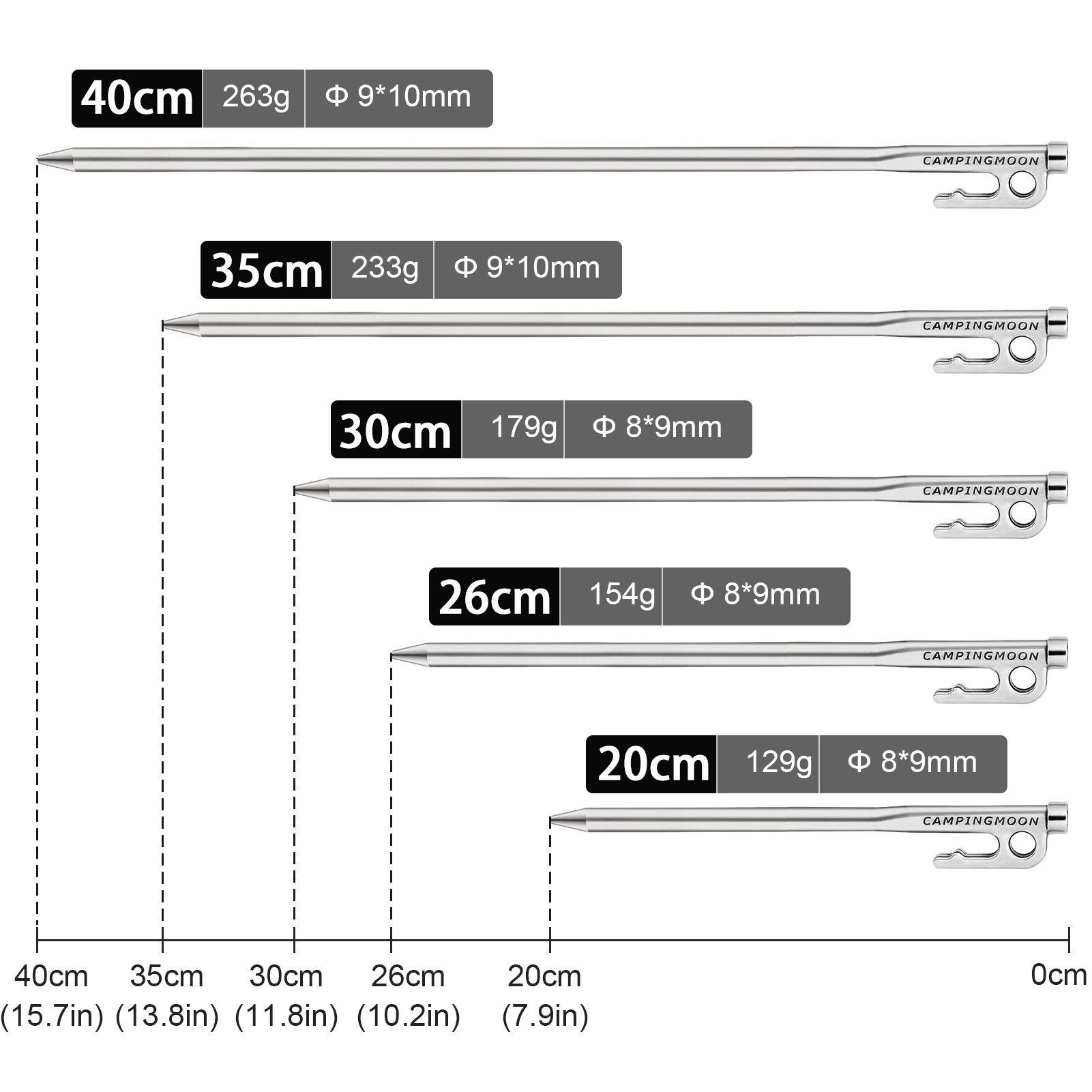 6pcs/8pcs 20cm/26cm/30cm/35cm  - đánh giá và giá Outdoor Power Stake
