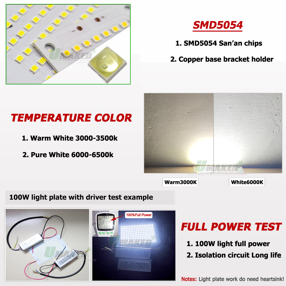 5PC LED PCB SMD5054 Đèn Pha Tấ - đánh giá và giá Outdoor Power Source