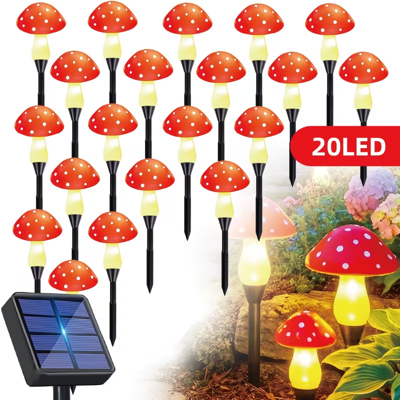Solar-Powered LED Mushroom Lig - đánh giá và giá Outdoor Power For Christmas Lights
