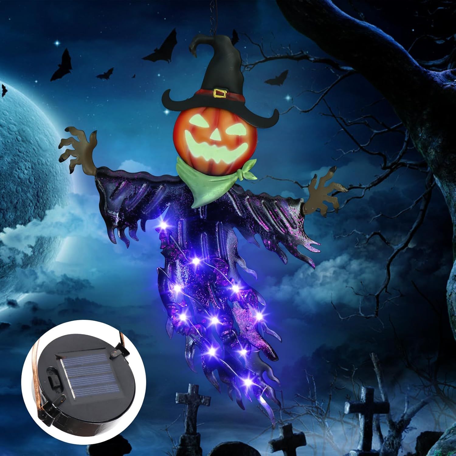 Solar Halloween Metal Hanging  - đánh giá và giá Outdoor Power For Christmas Lights