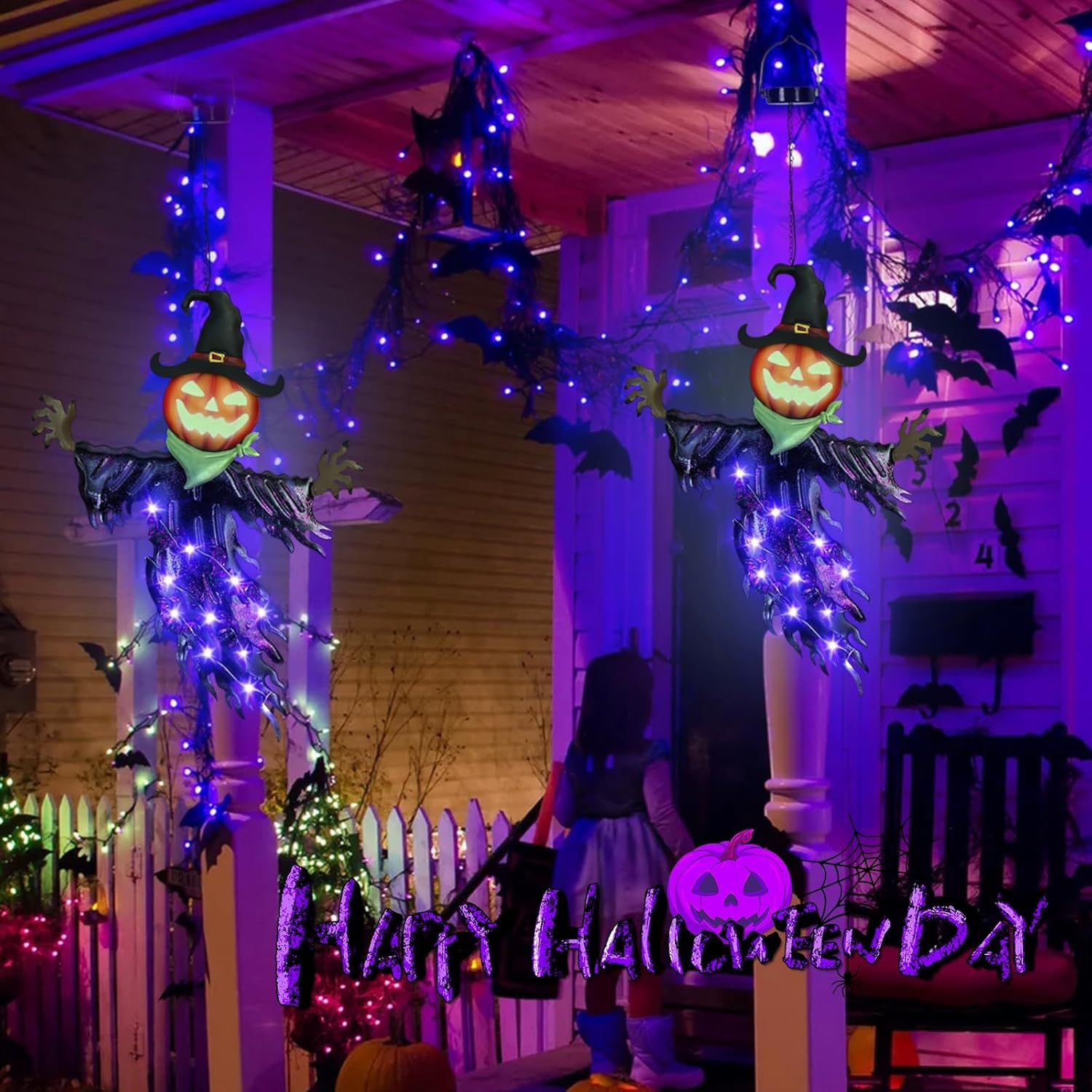 Solar Halloween Metal Hanging  - đánh giá và giá Outdoor Power For Christmas Lights