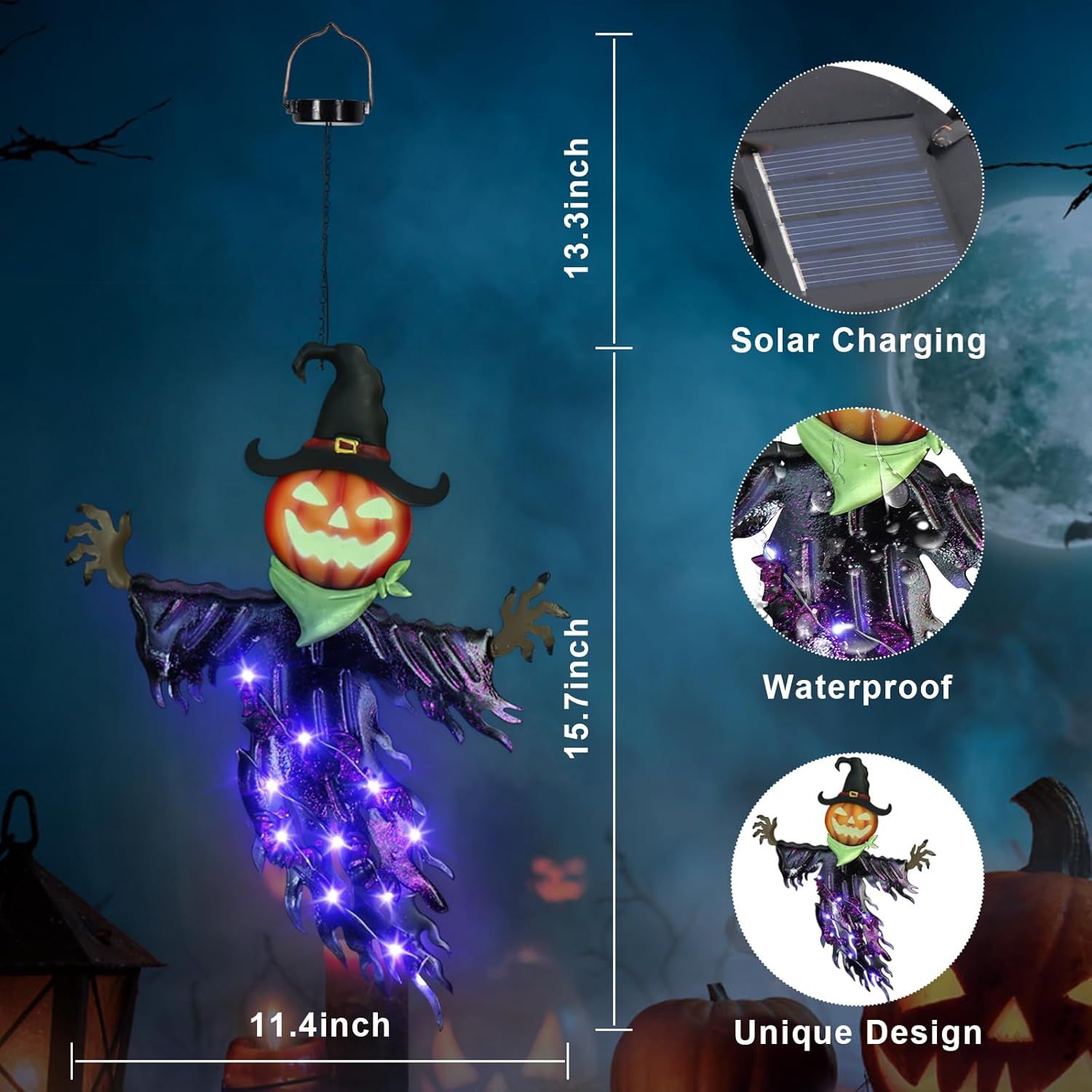 Solar Halloween Metal Hanging  - đánh giá và giá Outdoor Power For Christmas Lights